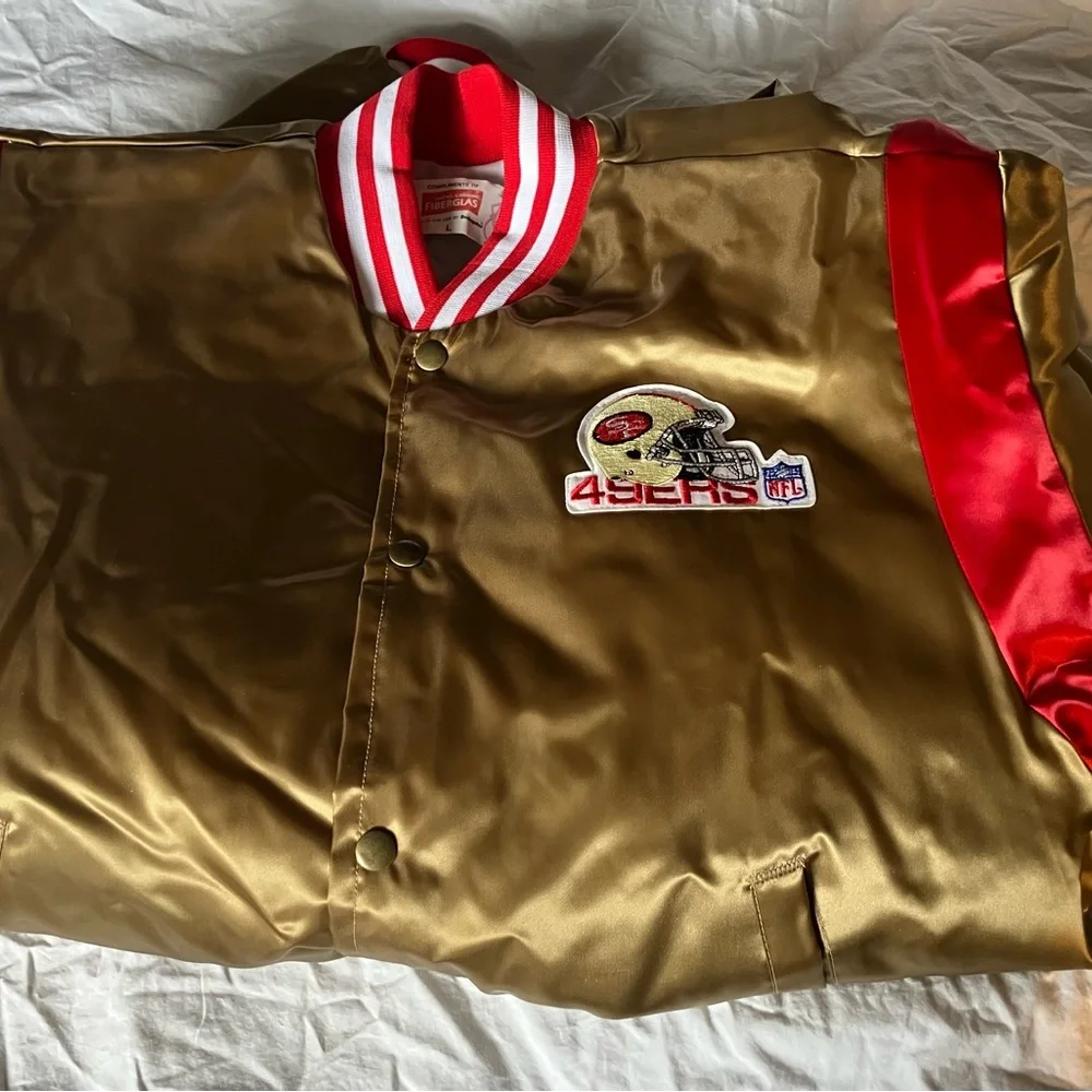 Vintage Swingster USA San Francisco 49ers Gold Satin Bomber Jacket Men's Sz L - Picture 7 of 7